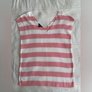 Talbots Pink and White Striped Short Sleeve